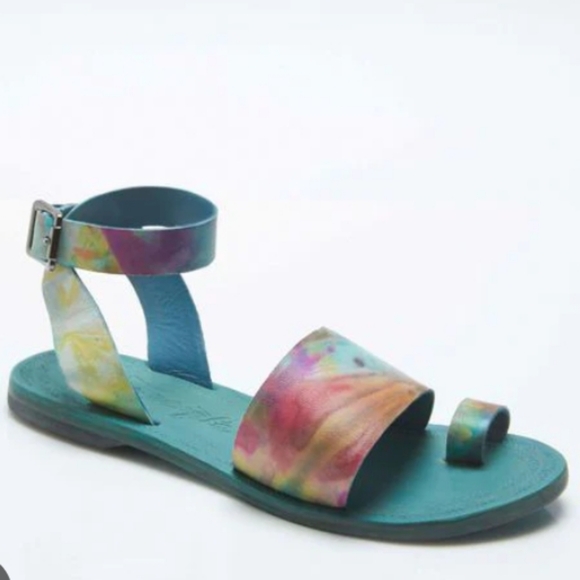 NIB Free People Sun Peaks Sandal in Peacock Monarch - Picture 5 of 7